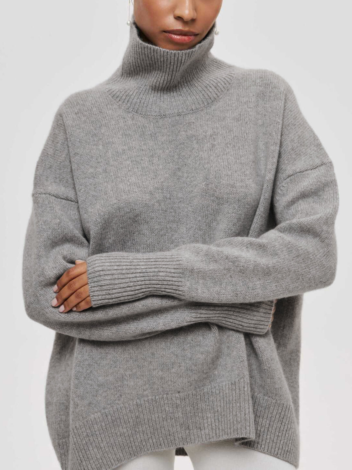Clear Blue Crew Neck Loose Fit Sweater