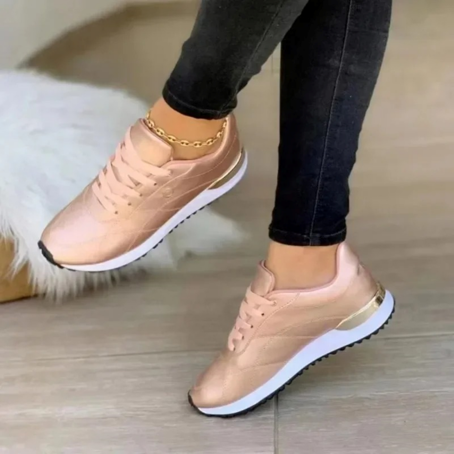Comfortable Leather Women's Sneakers - Celia-Rose Gold-4.0-Nora Luxe