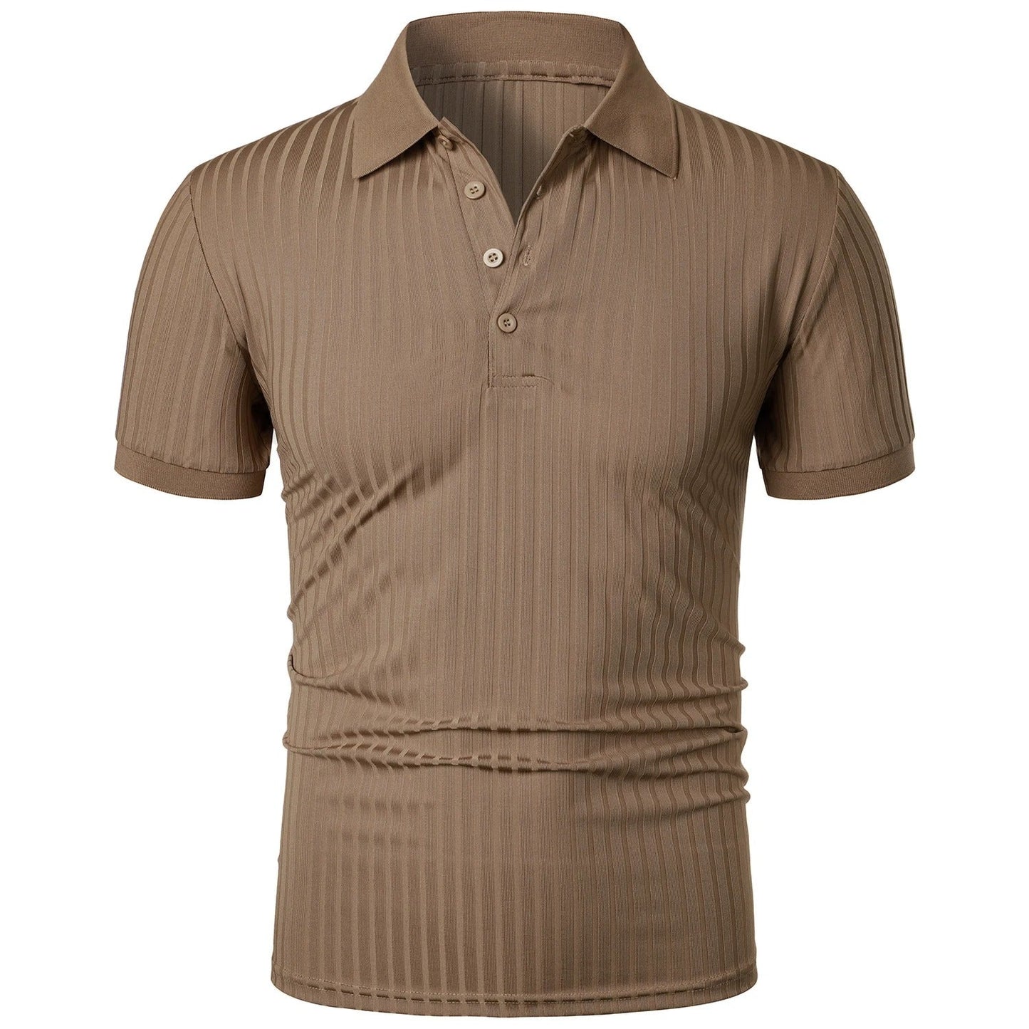 Comfortable & Stylish Breathable Men's Polo Shirt with Button Placket – Nevan-Khaki-S-Nora Luxe