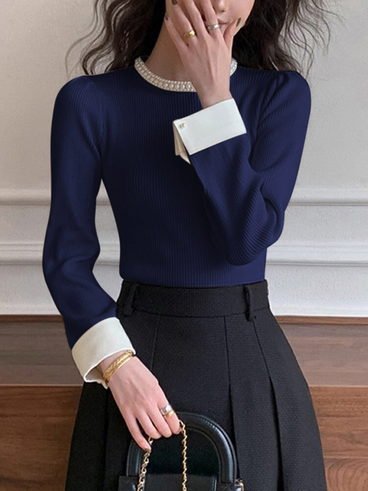 Classic White Button Sweater