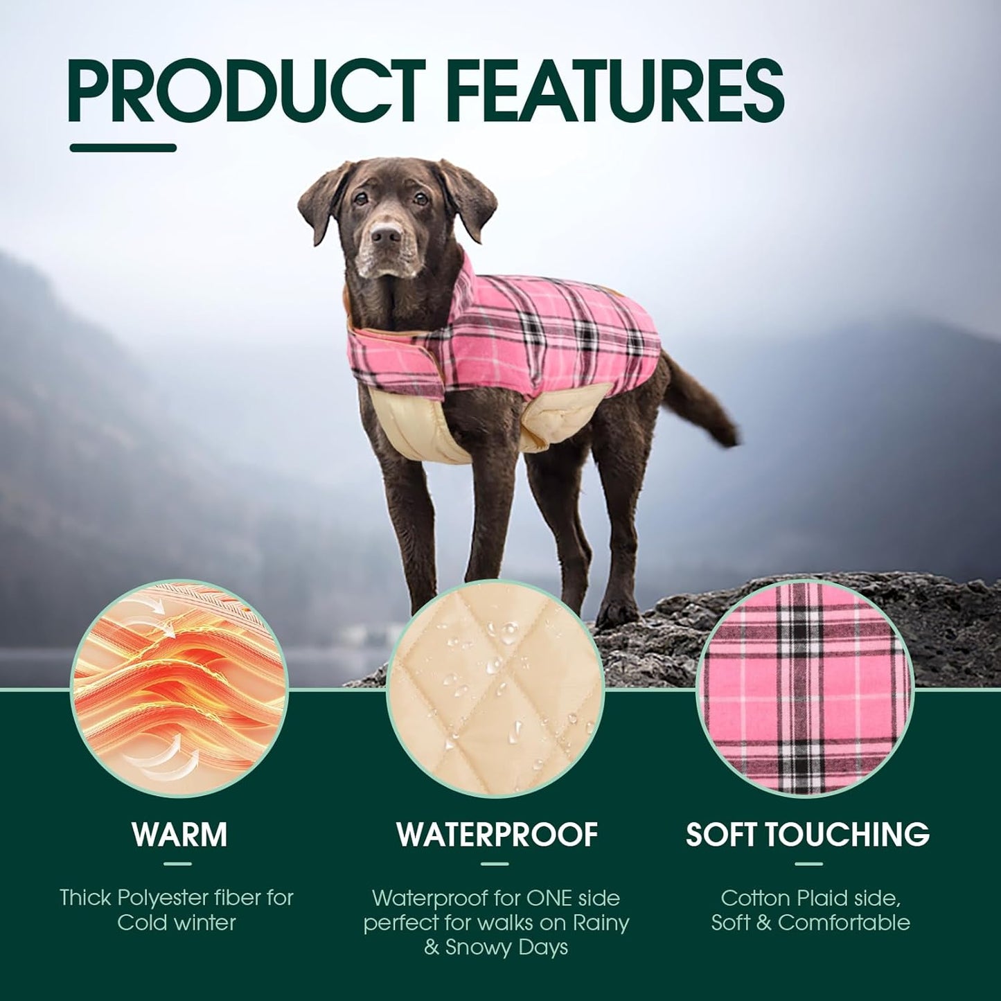 Cozy Waterproof Dog Jacket – Winter Coat in British Style-Red-S-Nora Luxe