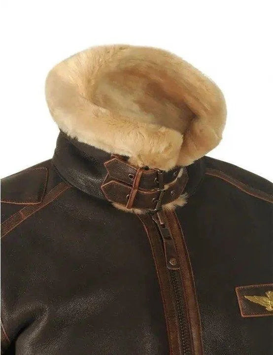 Men's Classic Leather Flight Bomber Jacket