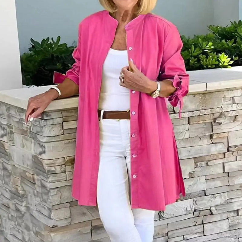 Comfortable Women's Long Sleeve Cotton Tunic Top