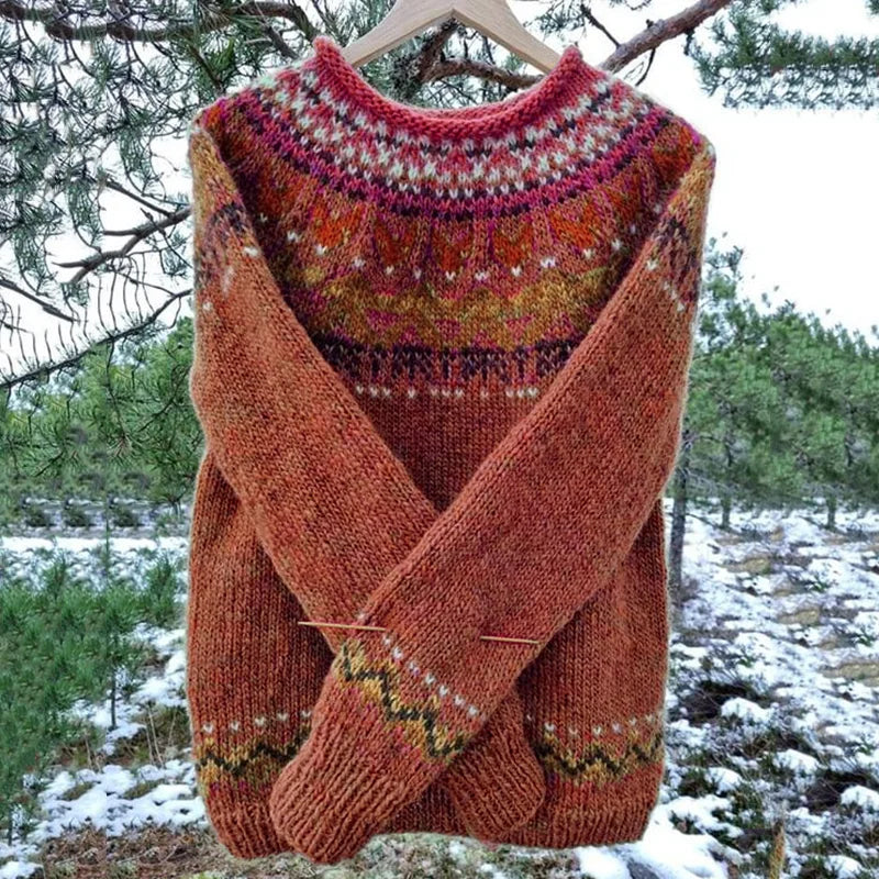 Classic Ladies Geometric Pattern Sweater