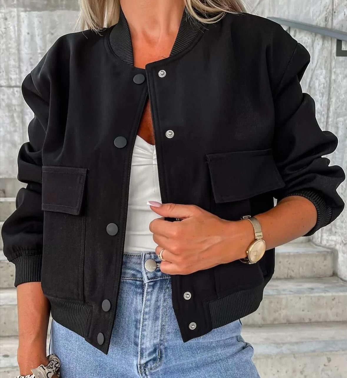 Women's Classic Zip Front Bomber Coat