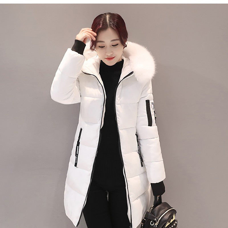 Warm Ladies Padded Parka with Faux Fur Hood