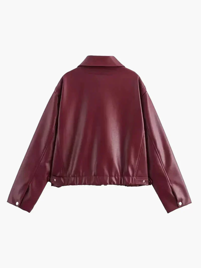 Ladies' Zip Up Coat with Stand Up Collar