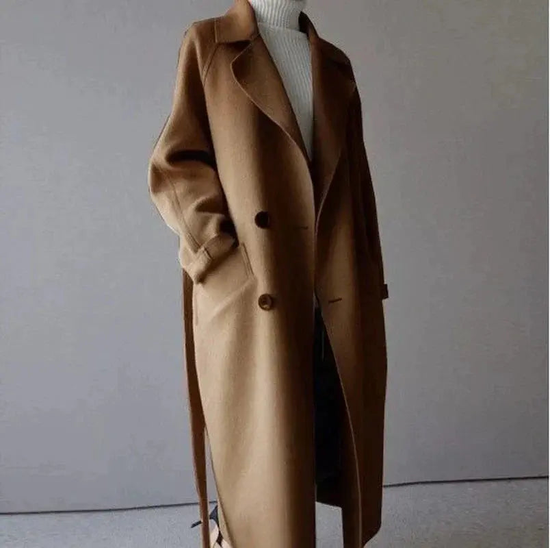 Classic Ladies Trench Coat with Belted Waist