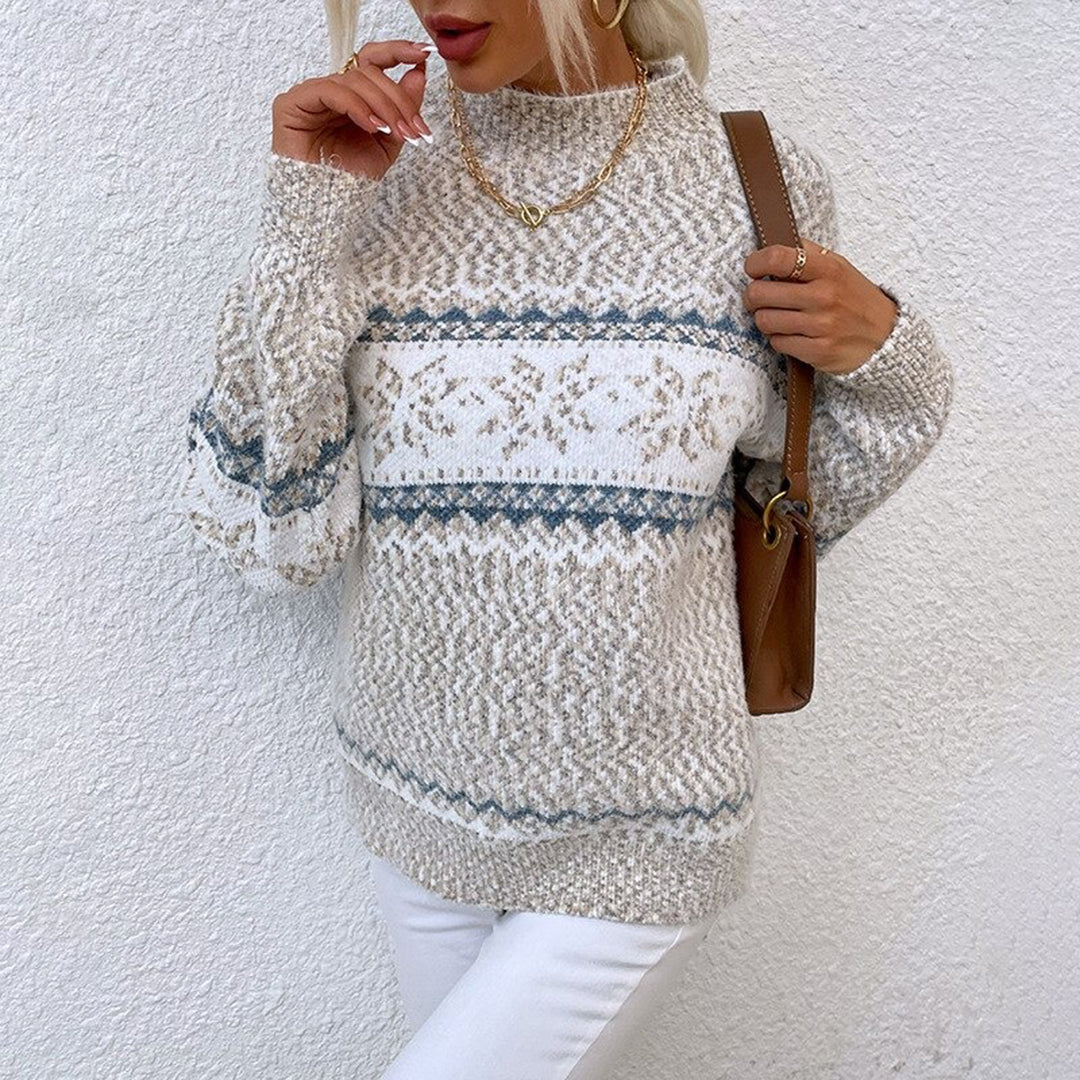 Ladies' Crew Neck Snowflake Print Jumper