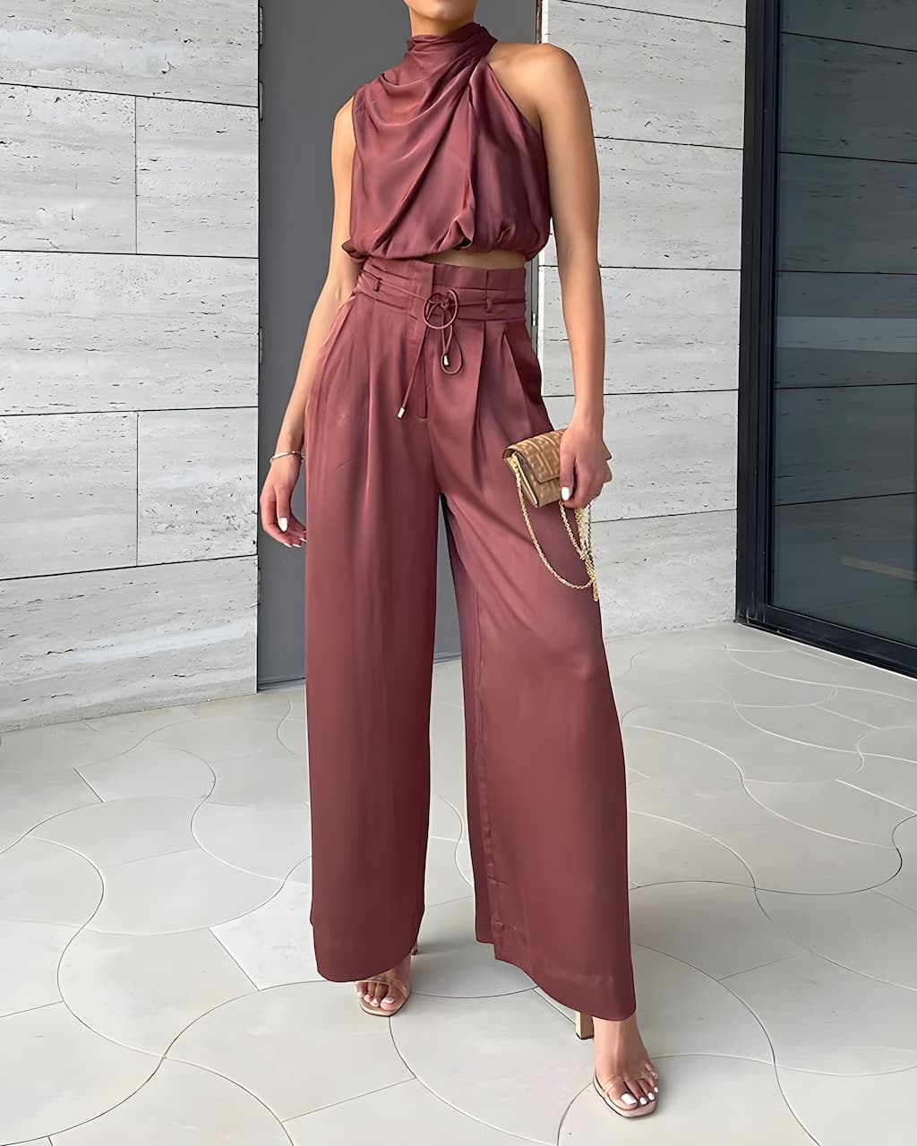Ladies' Summer Crop Top and Trousers Set