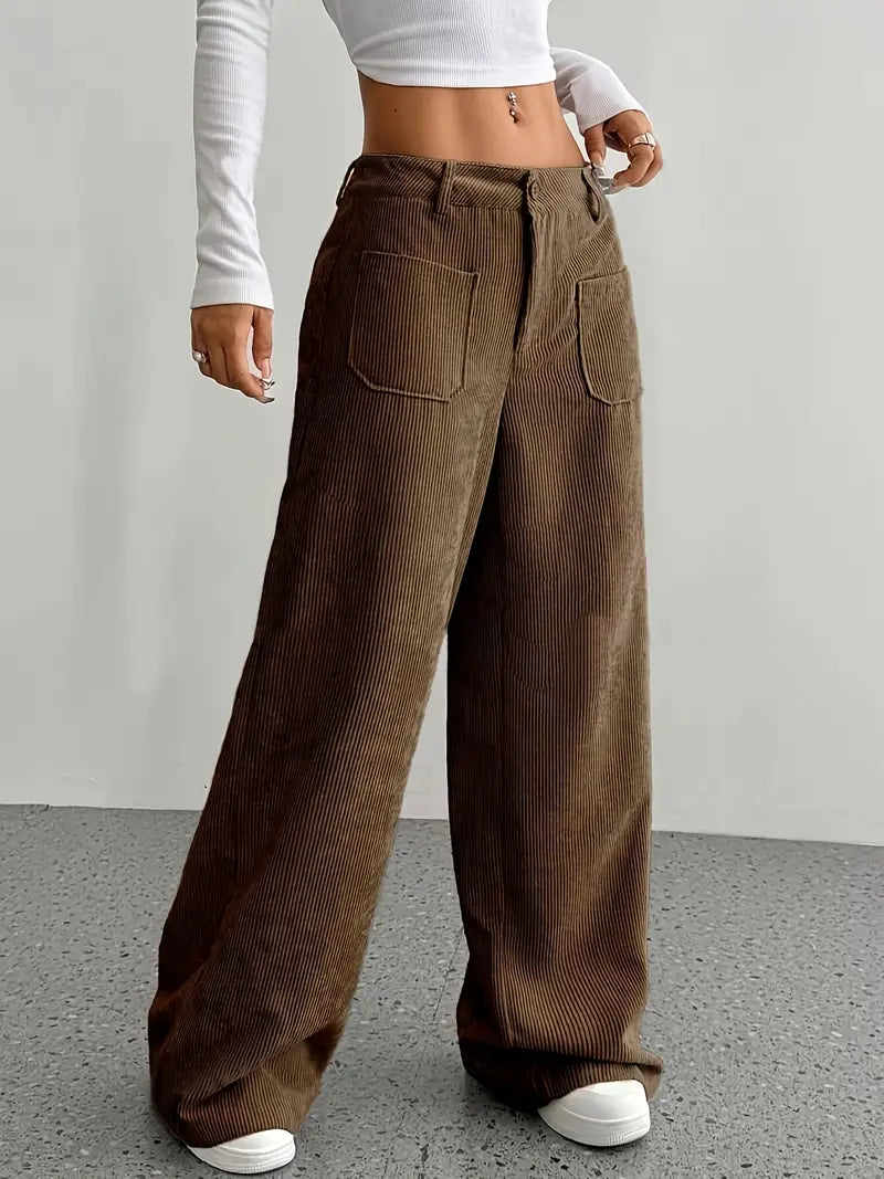 Comfortable High Waisted Wide Leg Women's Pants