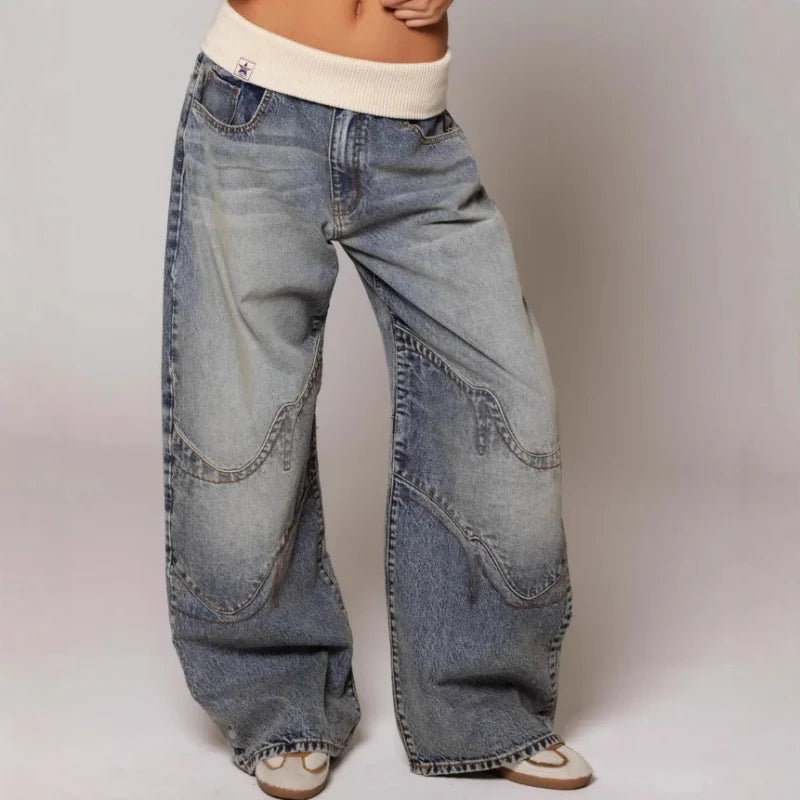 Loose Fit Women's Trousers with High Waistband