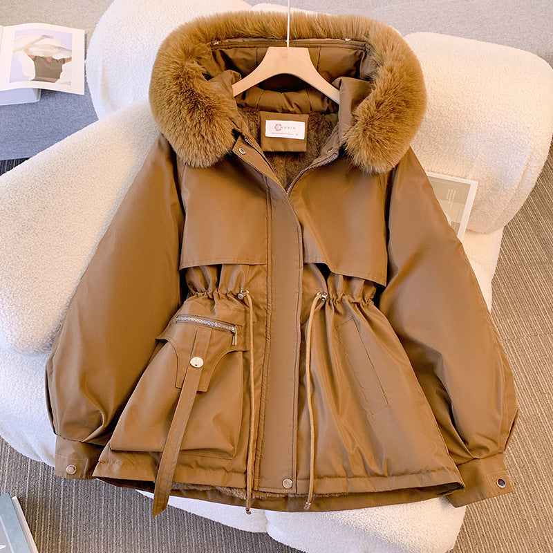 Ladies Warm Parka with Faux Fur Hooded Coat