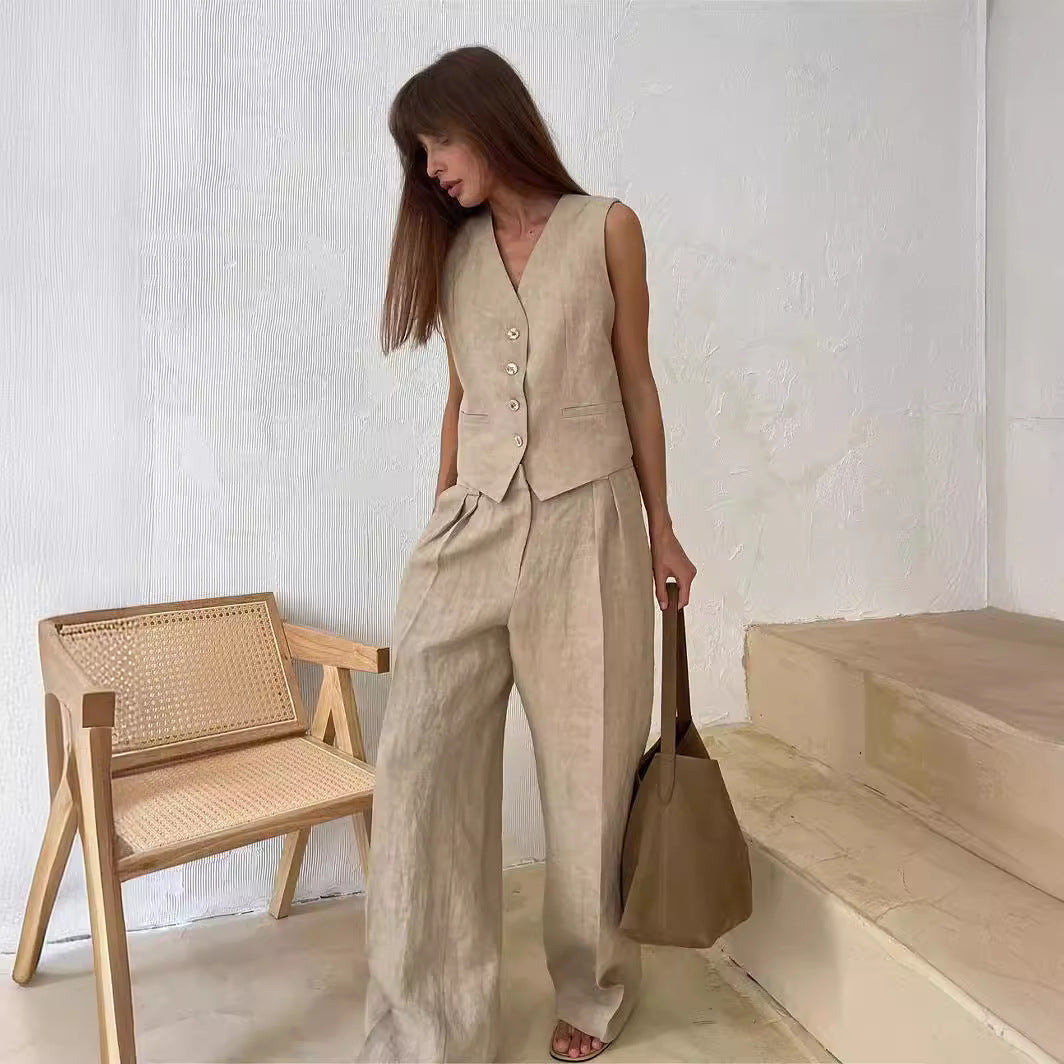Women's 2 Piece Summer Outfit Tank Top and Wide Pants