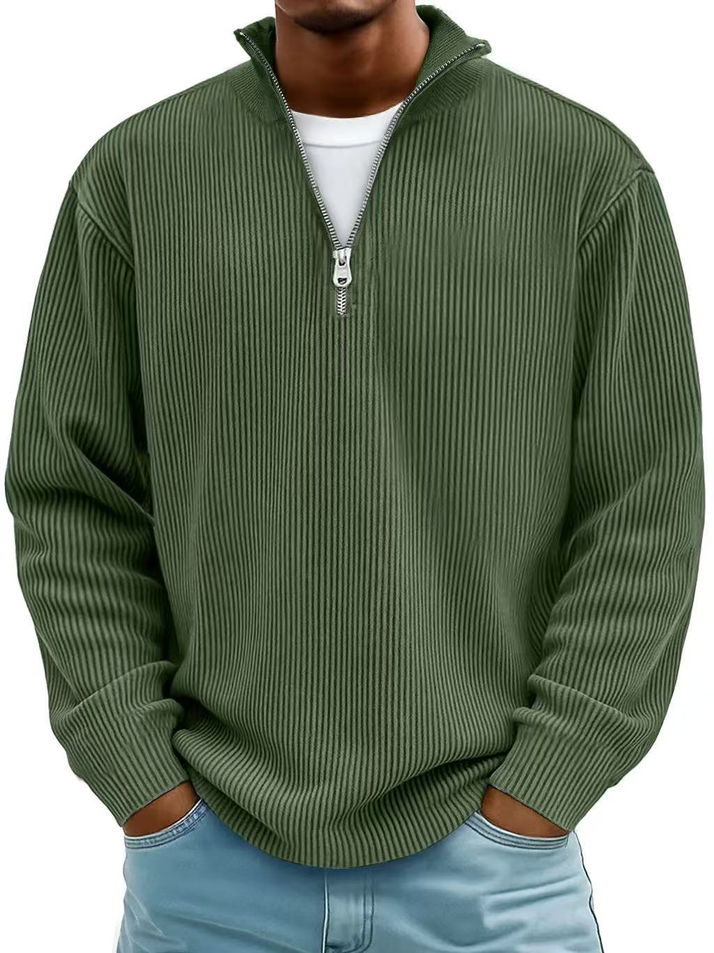 Image of David | Men's Half-Zip Ribbed Sweater
