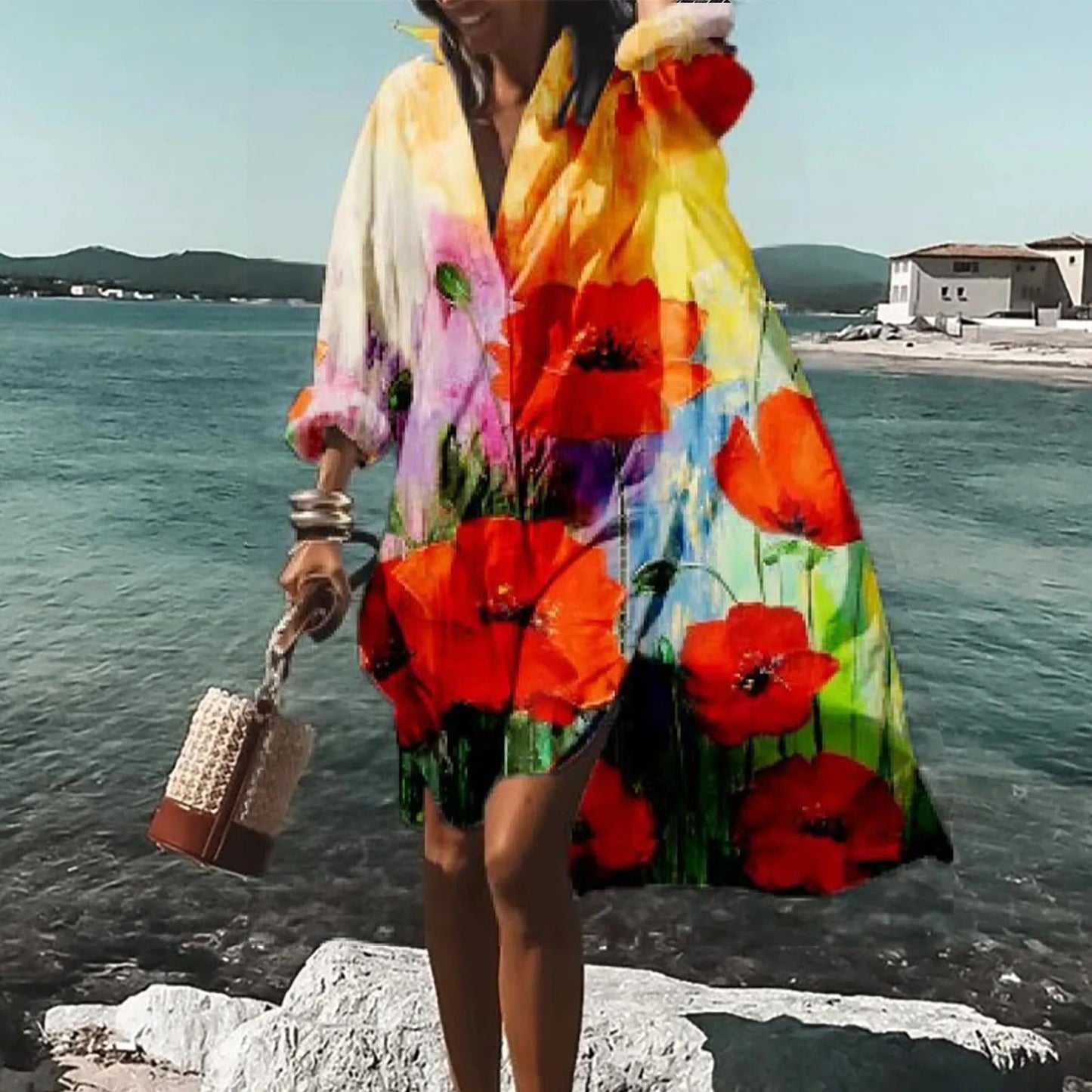 Casual Loose Fit Women's Midi Dress