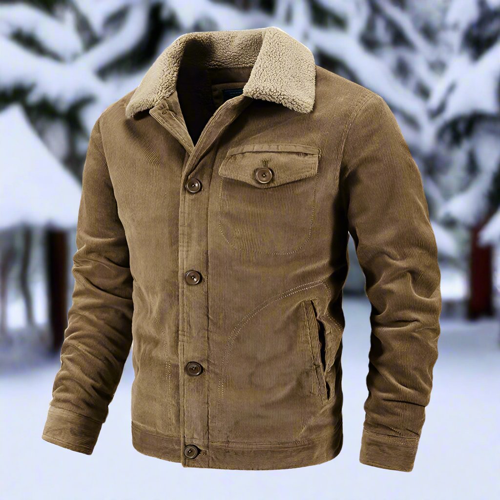 Rugged Corduroy Coat for Men - Warm and Fleece Lined