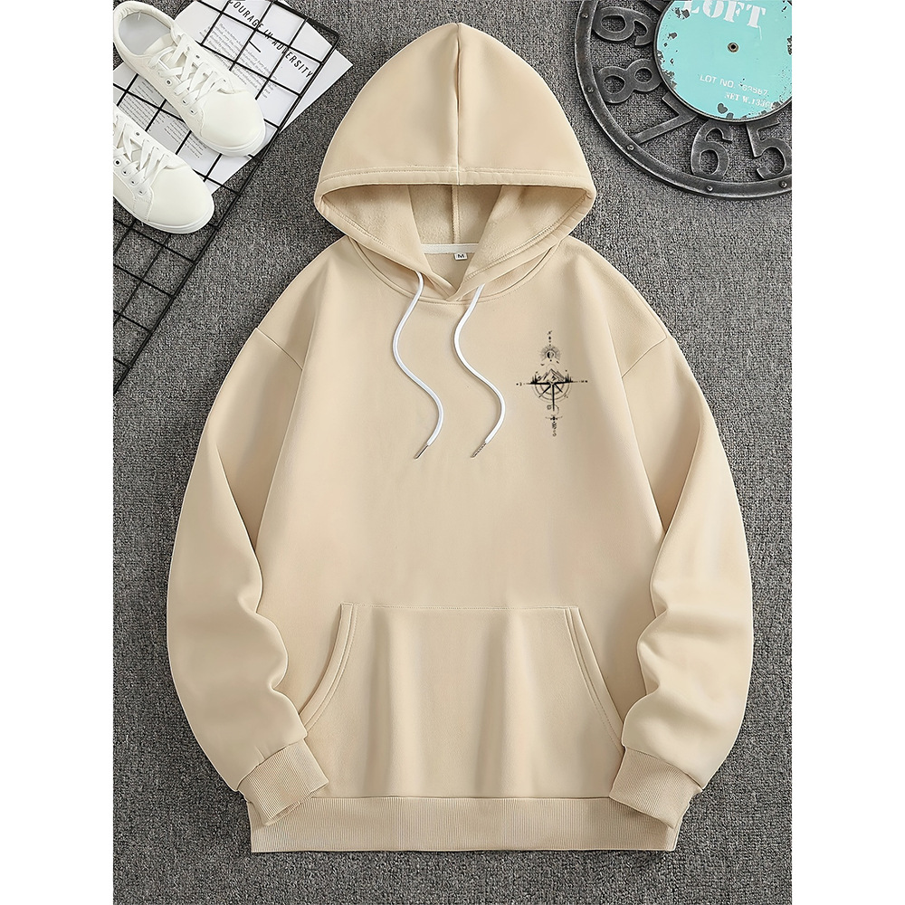 Classic Fit Men's Hoodie with Soft Compass Graphic