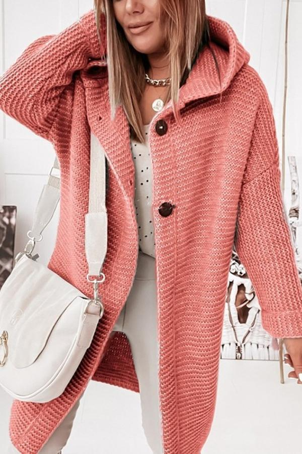 Women's Long Knit Hoodie Cardigan Coat
