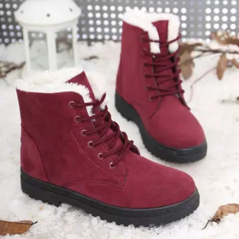 Warm Suede Fur Lined Winter Boots