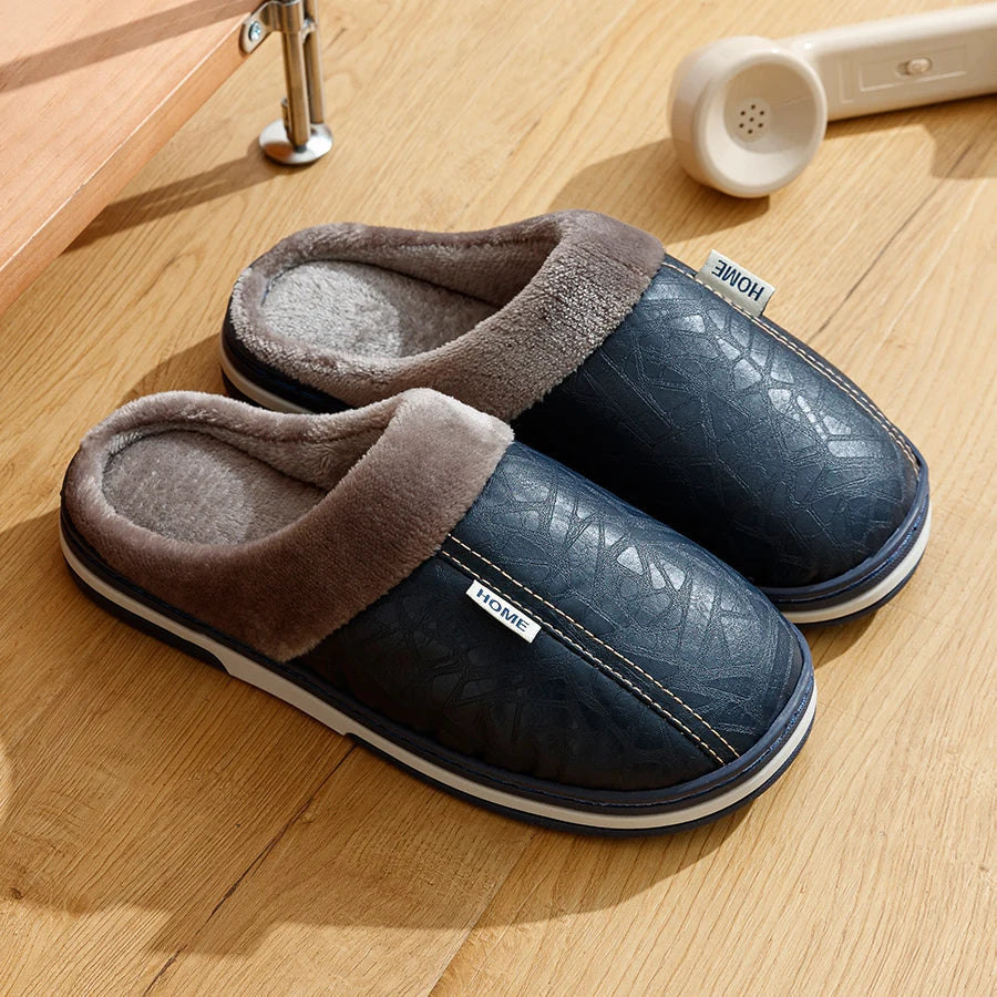 Cozy Men's Leather Indoor Slipper Shoes