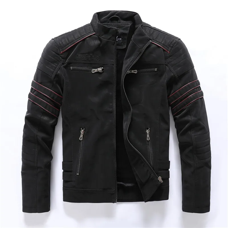 Slim Fit Biker Jacket with Fleece and Zip Pockets