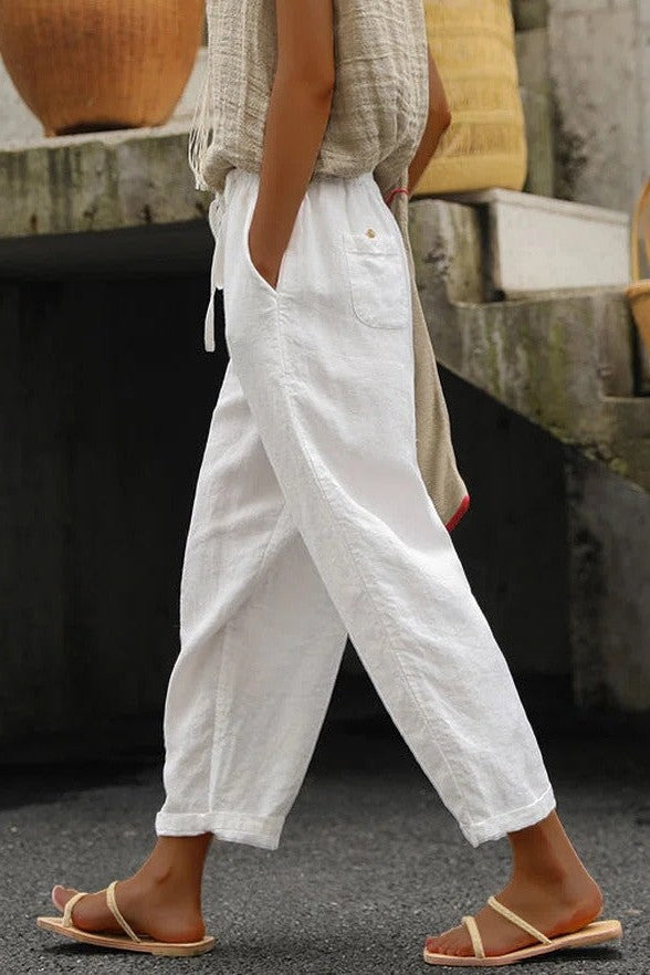 Comfortable Women's Cotton Drawstring Pants - Nocini