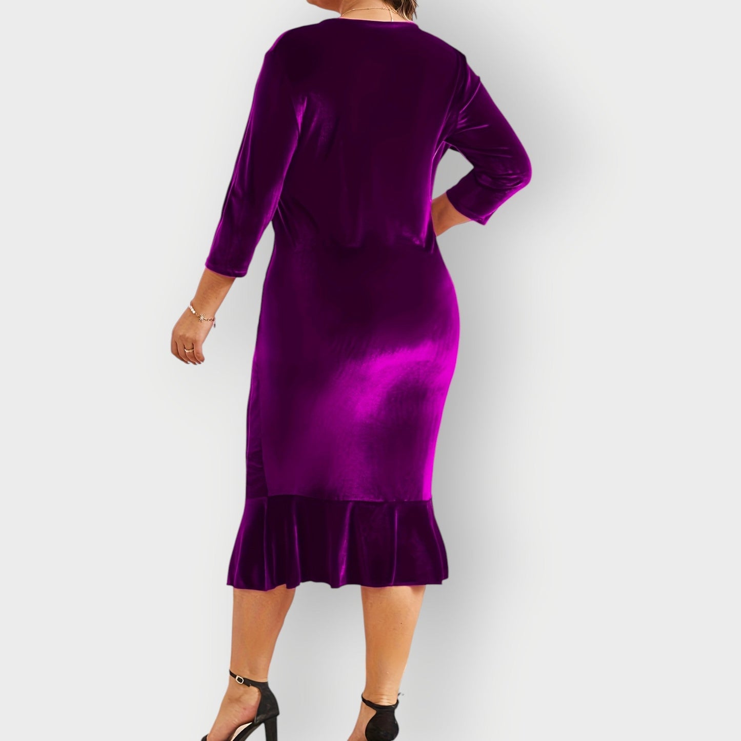 Elegant Velvet Flared Midi Dress