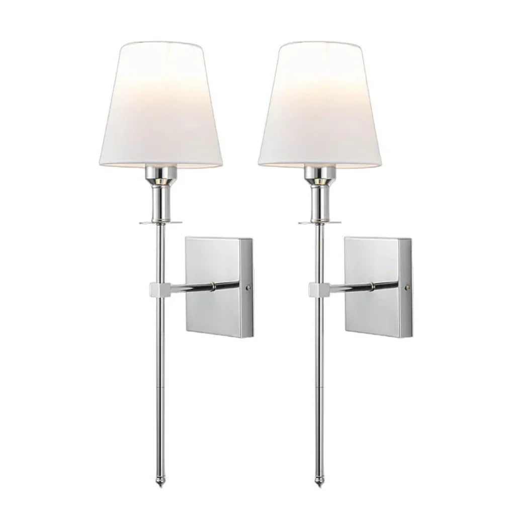 Elegant Rechargeable Wireless Wall Lamp 2 Pack with Remote, Metal and Cloth Finish, Suitable for Indoor and Outdoor Use