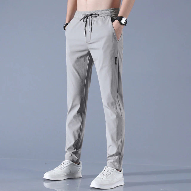 EliteFlex Chino | Stylish Regular-Fit Stretch Trousers for Men-Gray-M-Nora Luxe