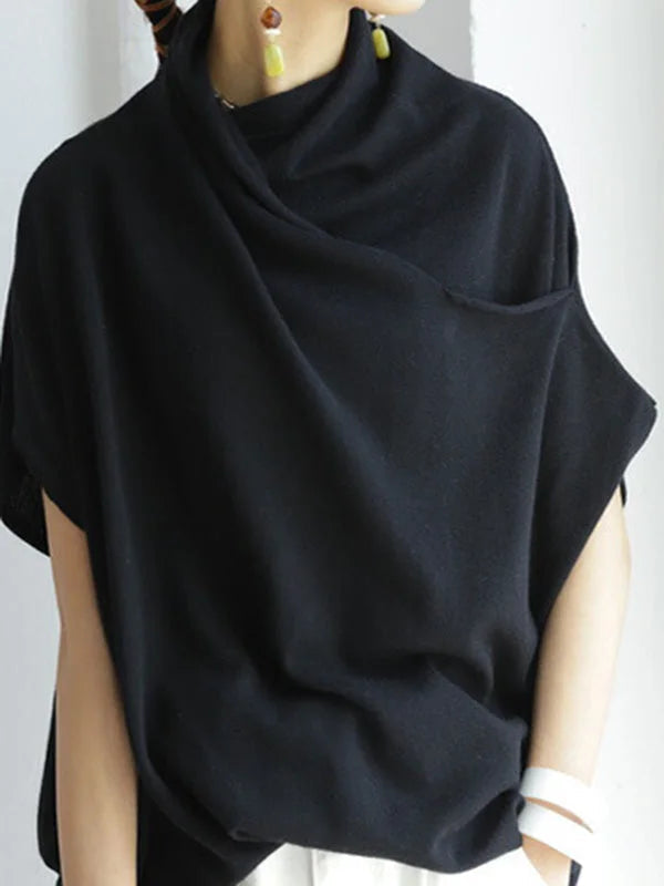 Relaxed Fit Women's Sweater Blouse with Soft Cowl Neck