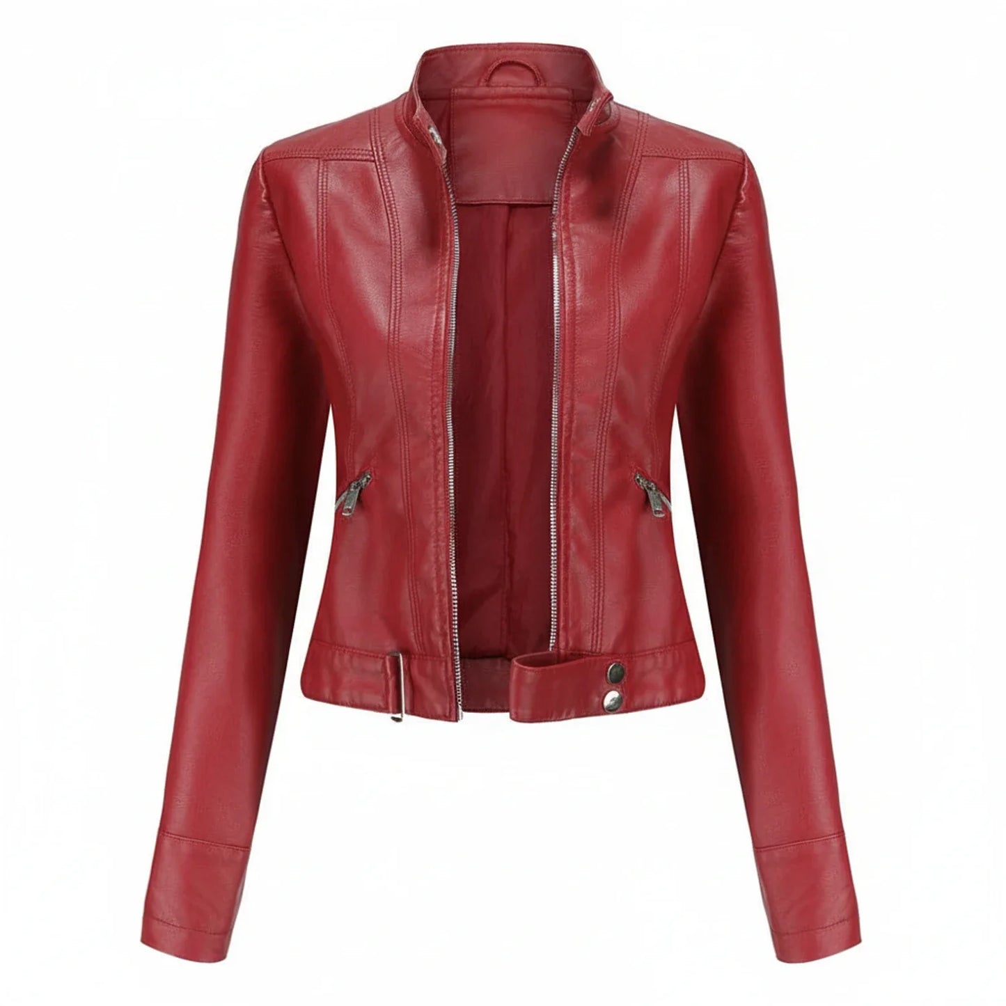 Slim Fit Leather Biker Jacket for Ladies
