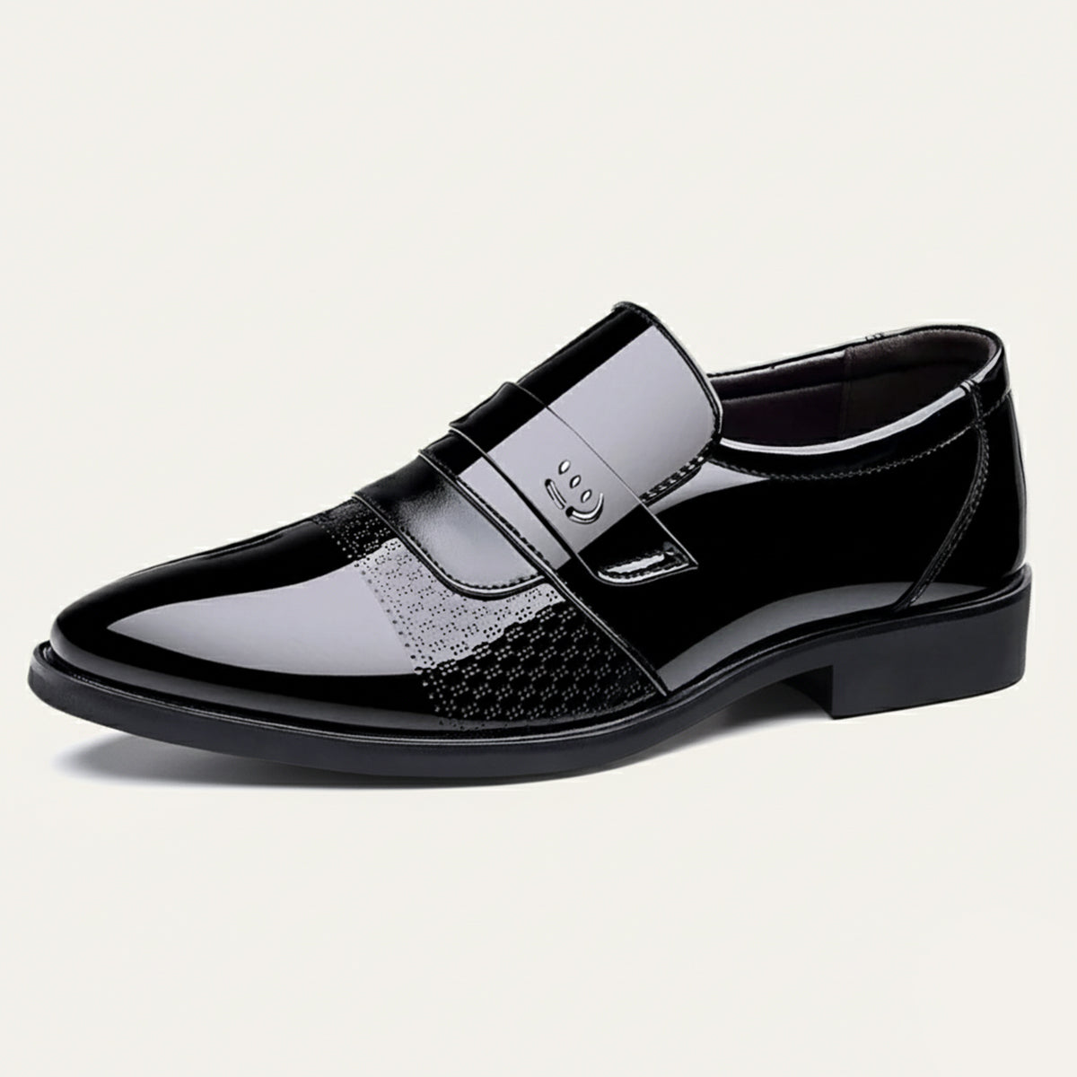 Classic Men's Black Leather Slip On Shoes