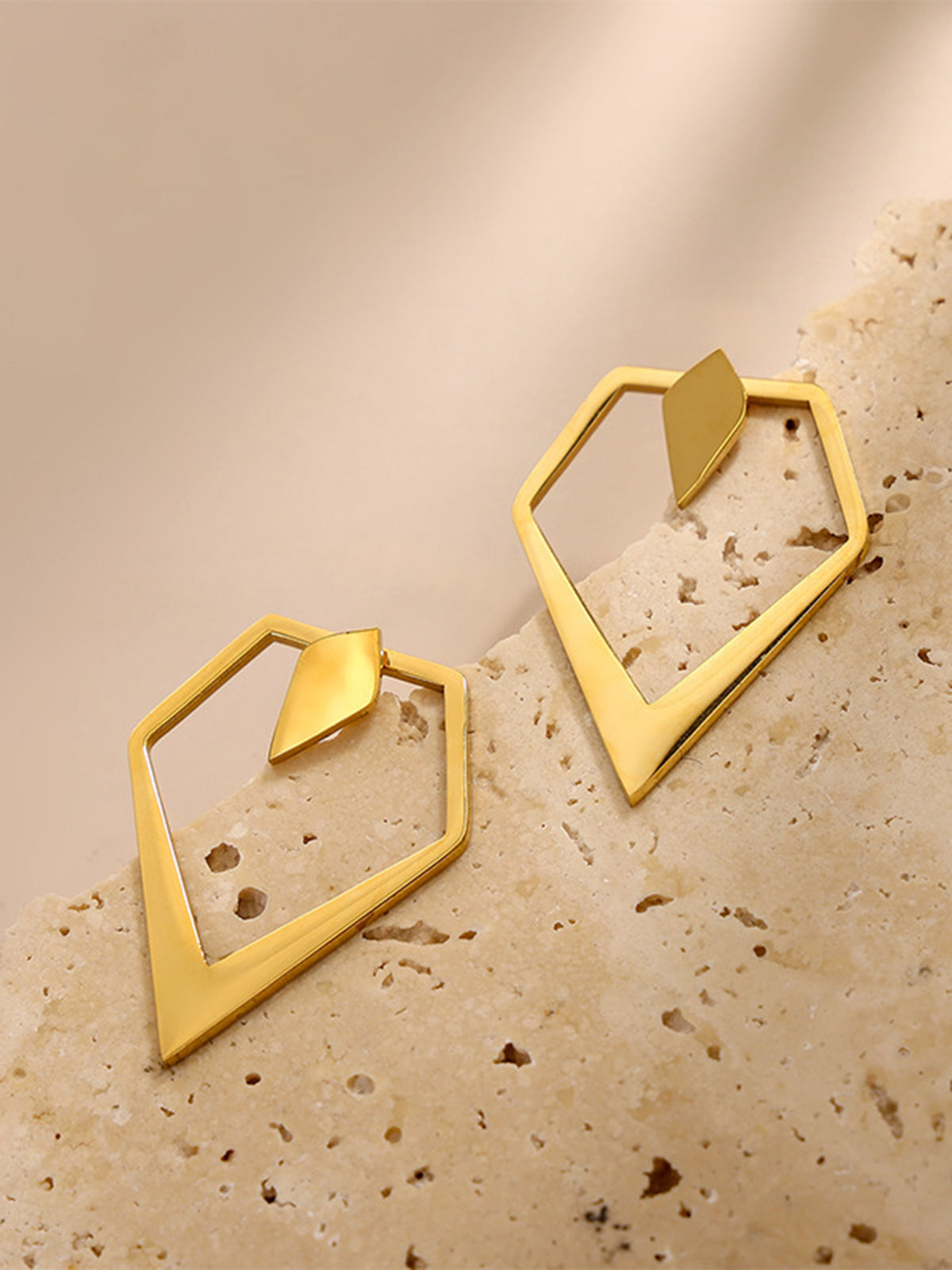 Modern Triangle Gold Drop Earrings
