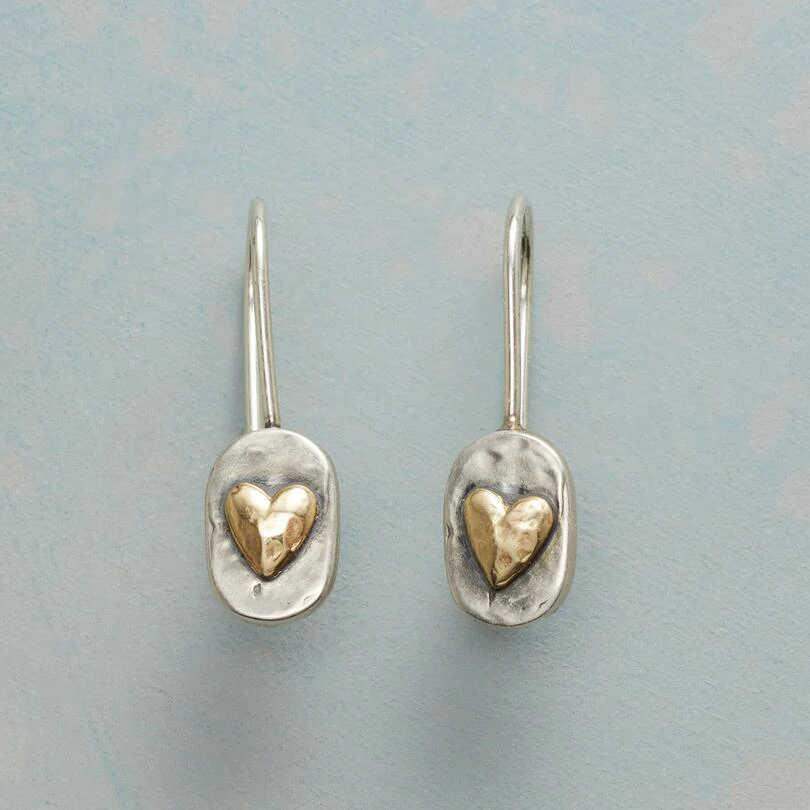 Antique Style Heart Earrings in Sterling Silver - Pexav