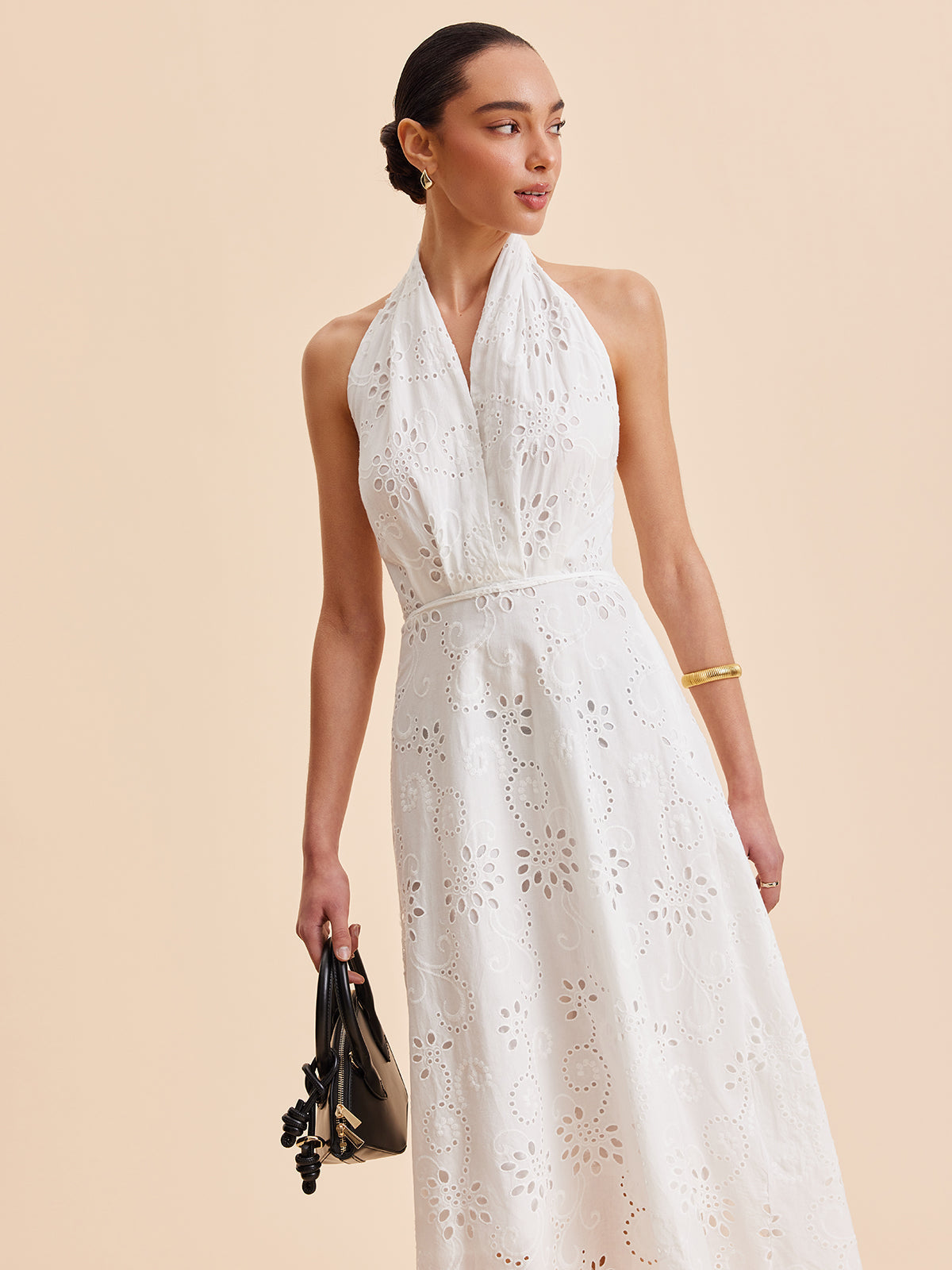 Floral Waist Belted Mid Length Summer Dress