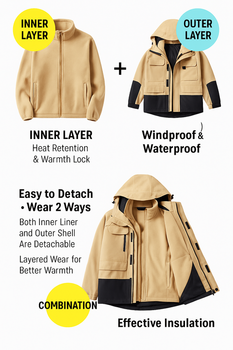 Casual Fit Hooded Outdoor Jacket Set