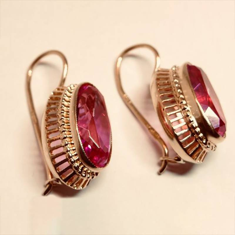 Classic Rose Stud Earrings with Blush Stones - Nocini
