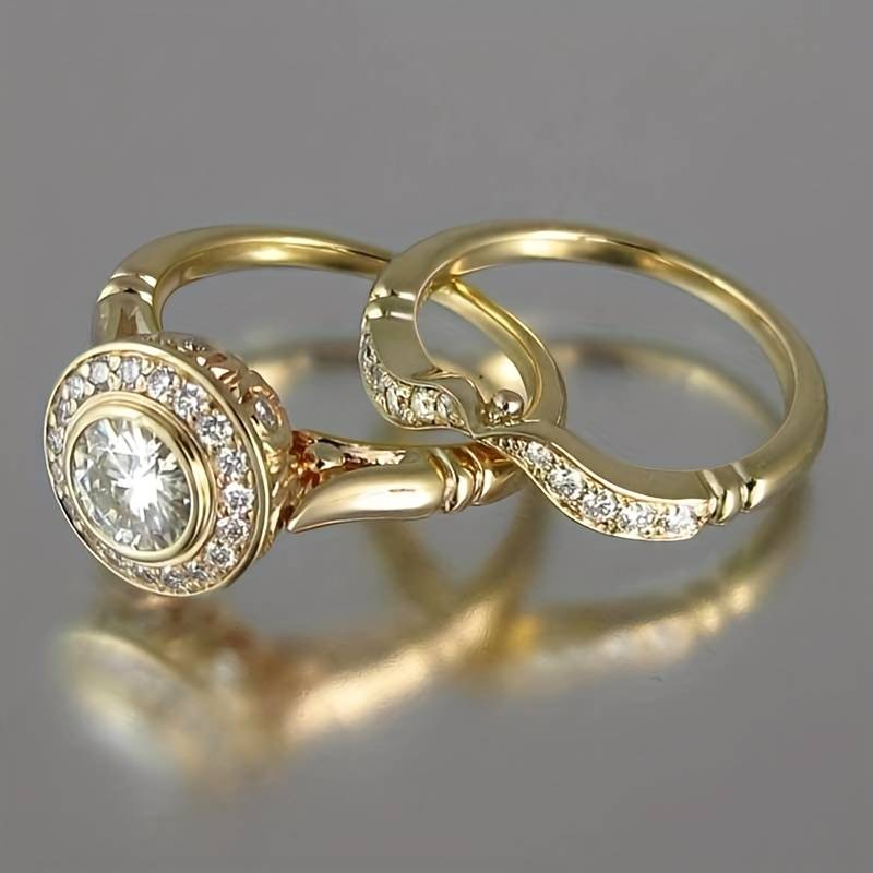 Classic Gold CZ Jewelry Ring Set - Nocini