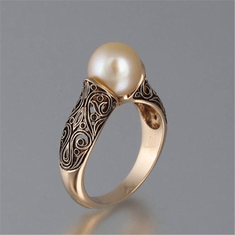 Elegant Gold Ring with Classic White Pearls - Nocini