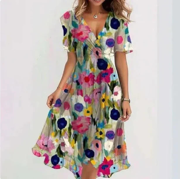 Chic Floral Print Maxi Wrap Dress