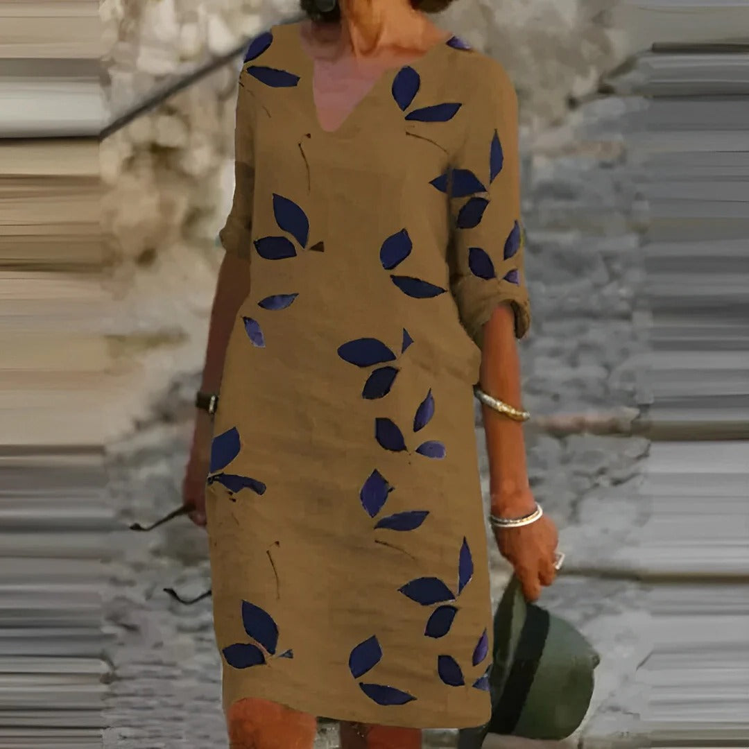 Flattering V Neck Fit Dress