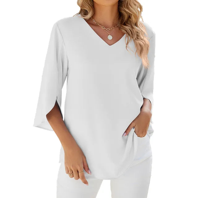 Relaxed Fit V-Neck Blouse for Women