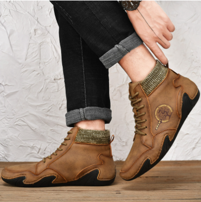 Comfortable Mens Lace Up Ankle Boots Microfiber Leather