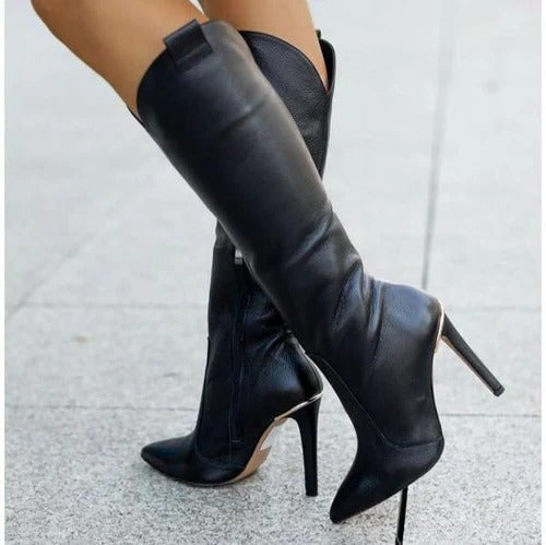 Tall Brown Leather Knee Boots