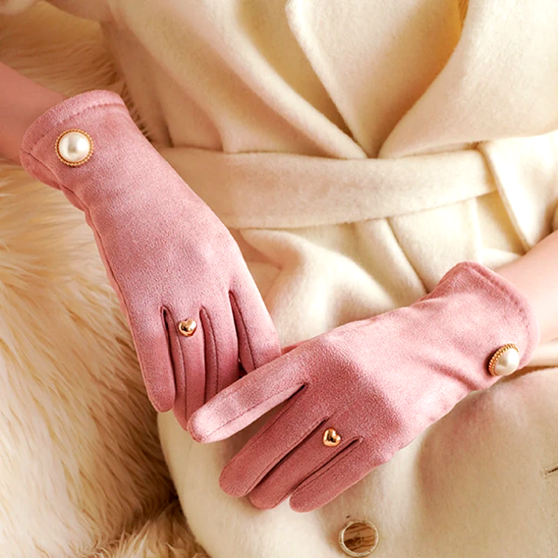 Women's Dress Gloves with Pearl and Heart Details