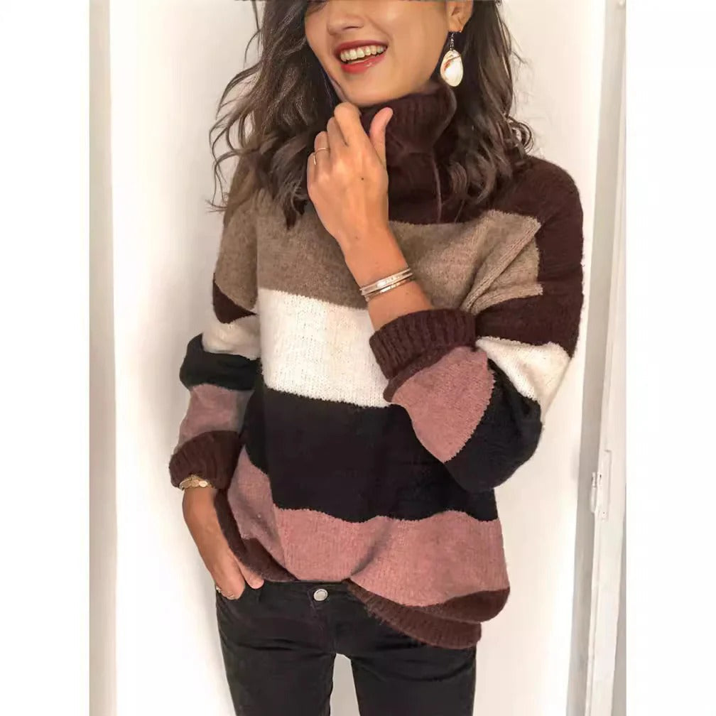 Casual Striped Crew Neck Wool Sweater