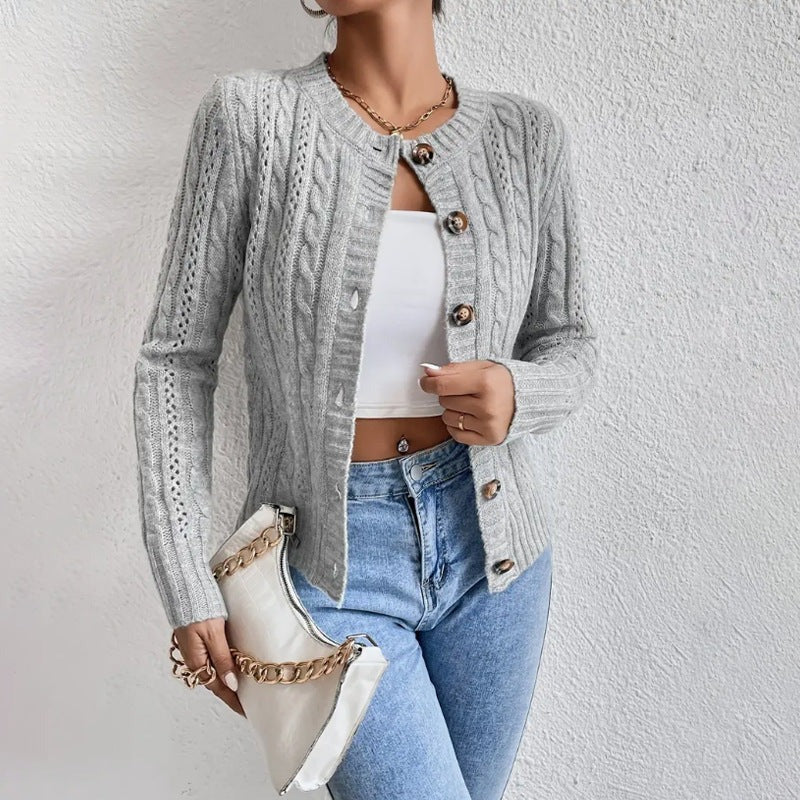 Women's Long Sleeve Cable Knit Cardigan Sweater