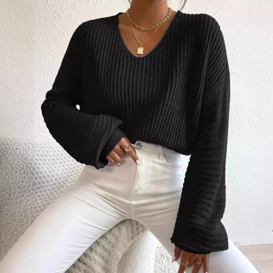 Soft Women's V-Neck Long Sleeve Sweater