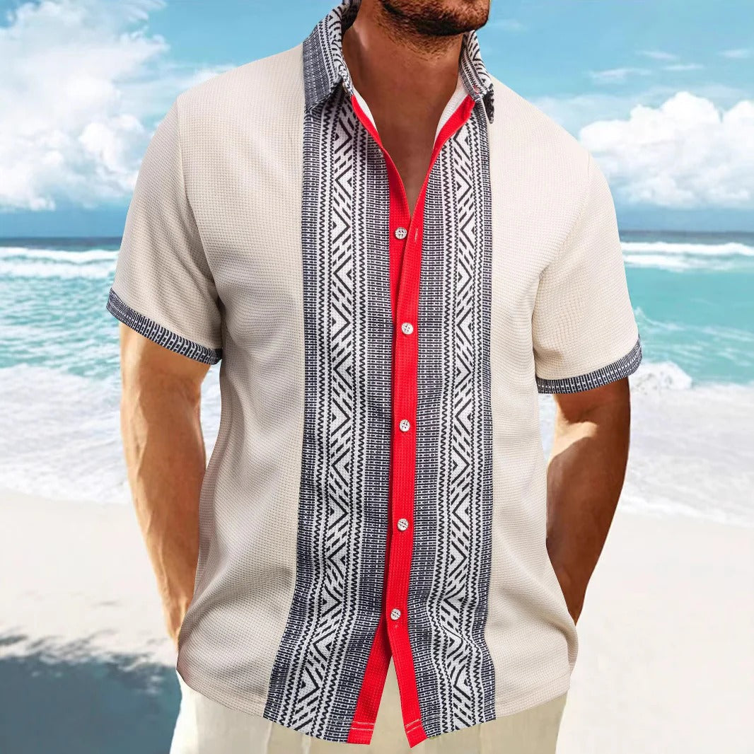 Casual Loose Fit Cotton Shirt with Ethnic Print